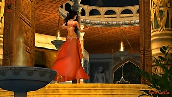 Red Belly Dancer In A Fantasy Setting