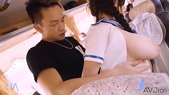 A Sexy Taiwanese Woman Has Sex With A Stranger On The Bus, Flaunting Her Big Natural Breasts