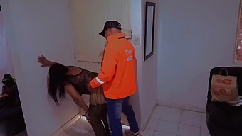 A Submissive Woman Gets Fucked By A Delivery Man In Erotic Lingerie.
