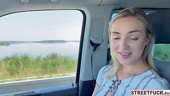Blonde Bombshell Oxana'S Car Sex Adventure With A Chic Gentleman